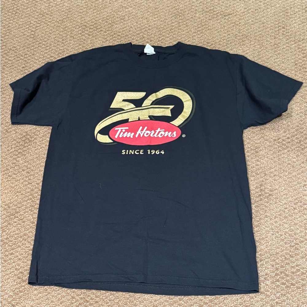 Jerzees Tim Hortons Black and Gold 50th Anniversary Tee